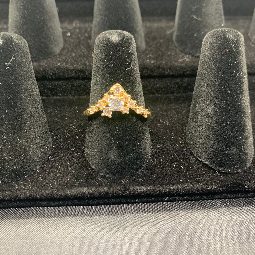 Melinda Maria Gold Pointed Crystal Ring